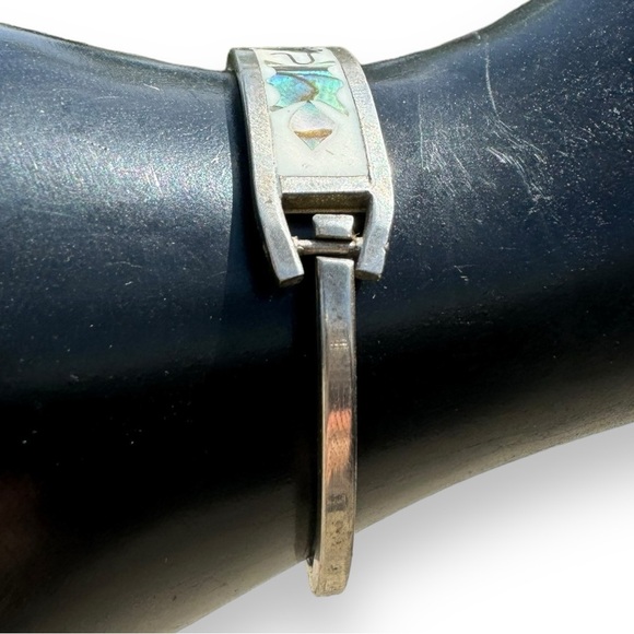 Vintage Alpaca Silver and Abalone Shell Bracelet - Picture 5 of 7